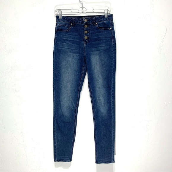 Harper Medium Dark Blue Skinny Jeans High Rise Button Fly size 27 - Picture 1 of 7